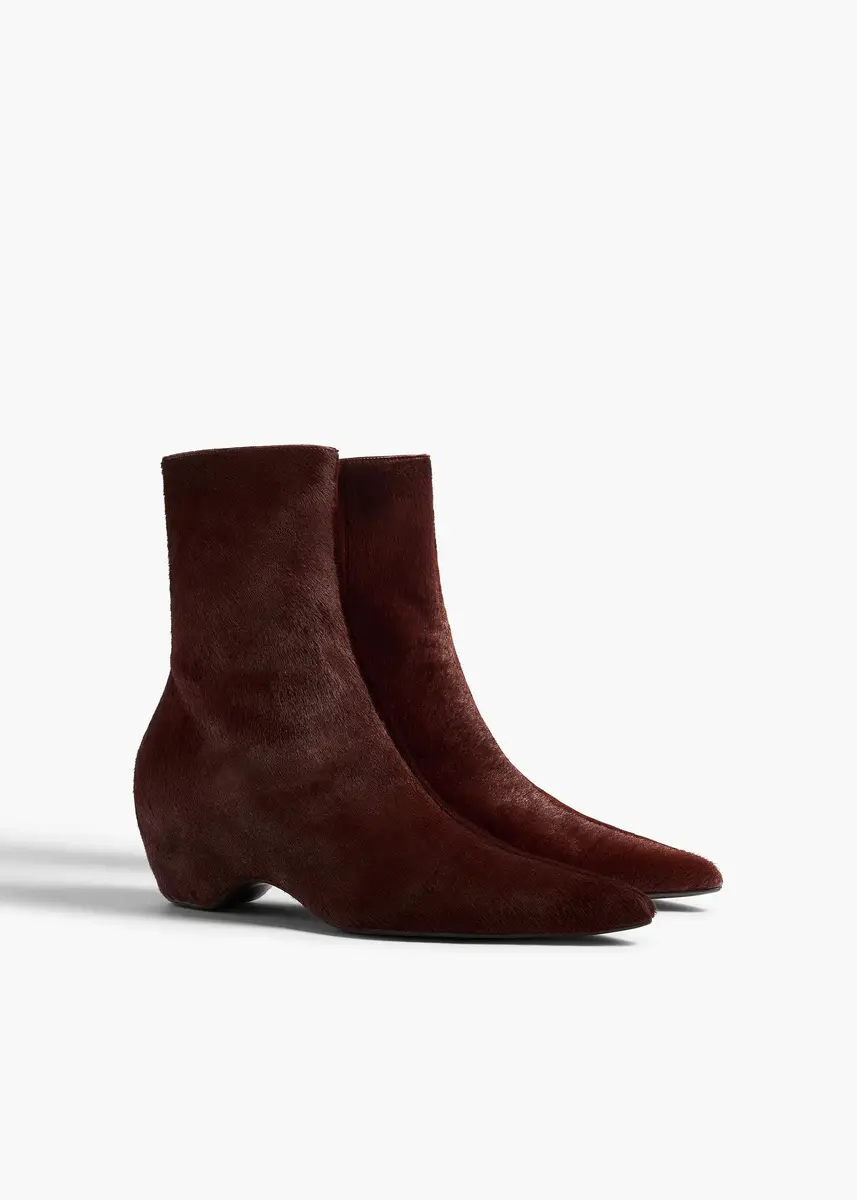Khaite Sybil Ankle Boot In Rouge Noir Haircalf | Thumbnail 2 Khaite Sybil Ankle Boot In Rouge Noir Haircalf | Thumbnail 2