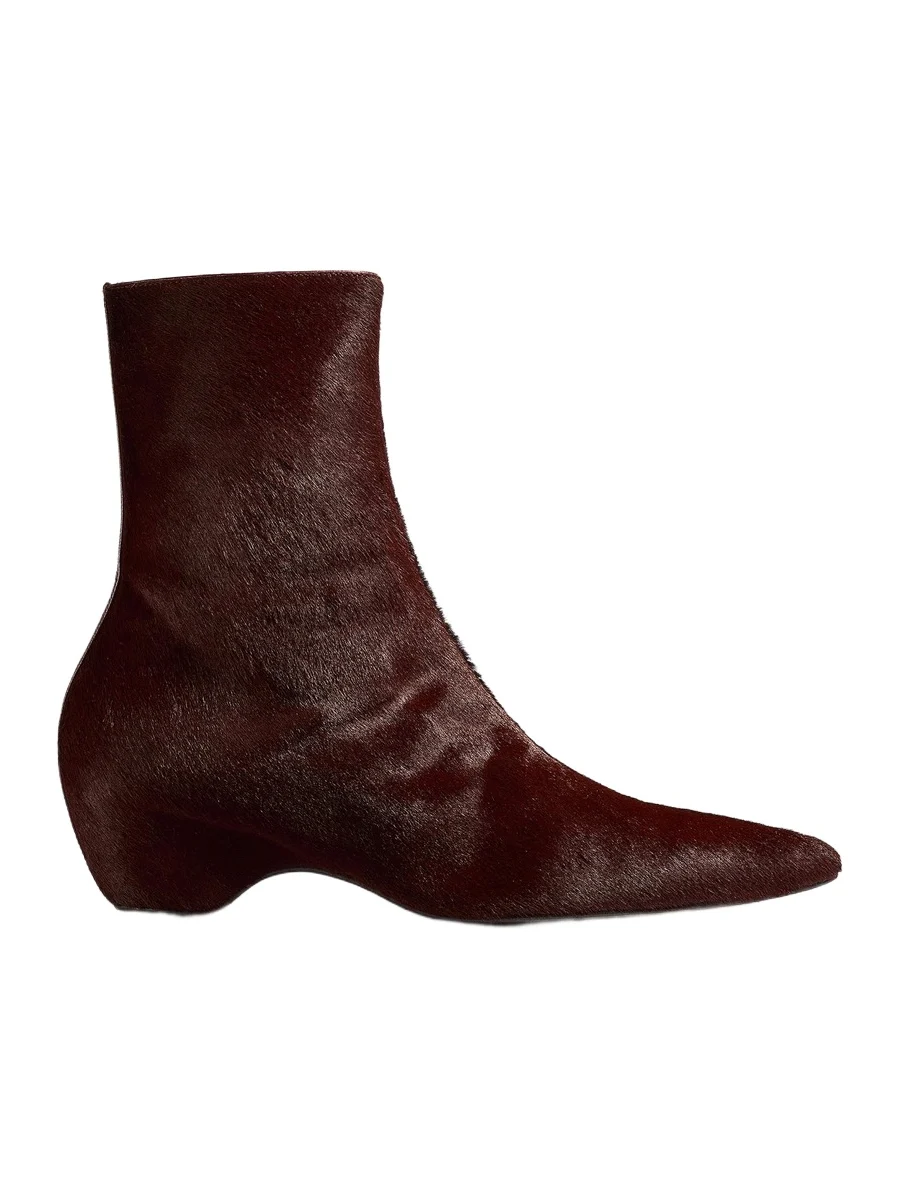 Sybil Ankle Boot In Rouge Noir Haircalf Sybil Ankle Boot In Rouge Noir Haircalf
