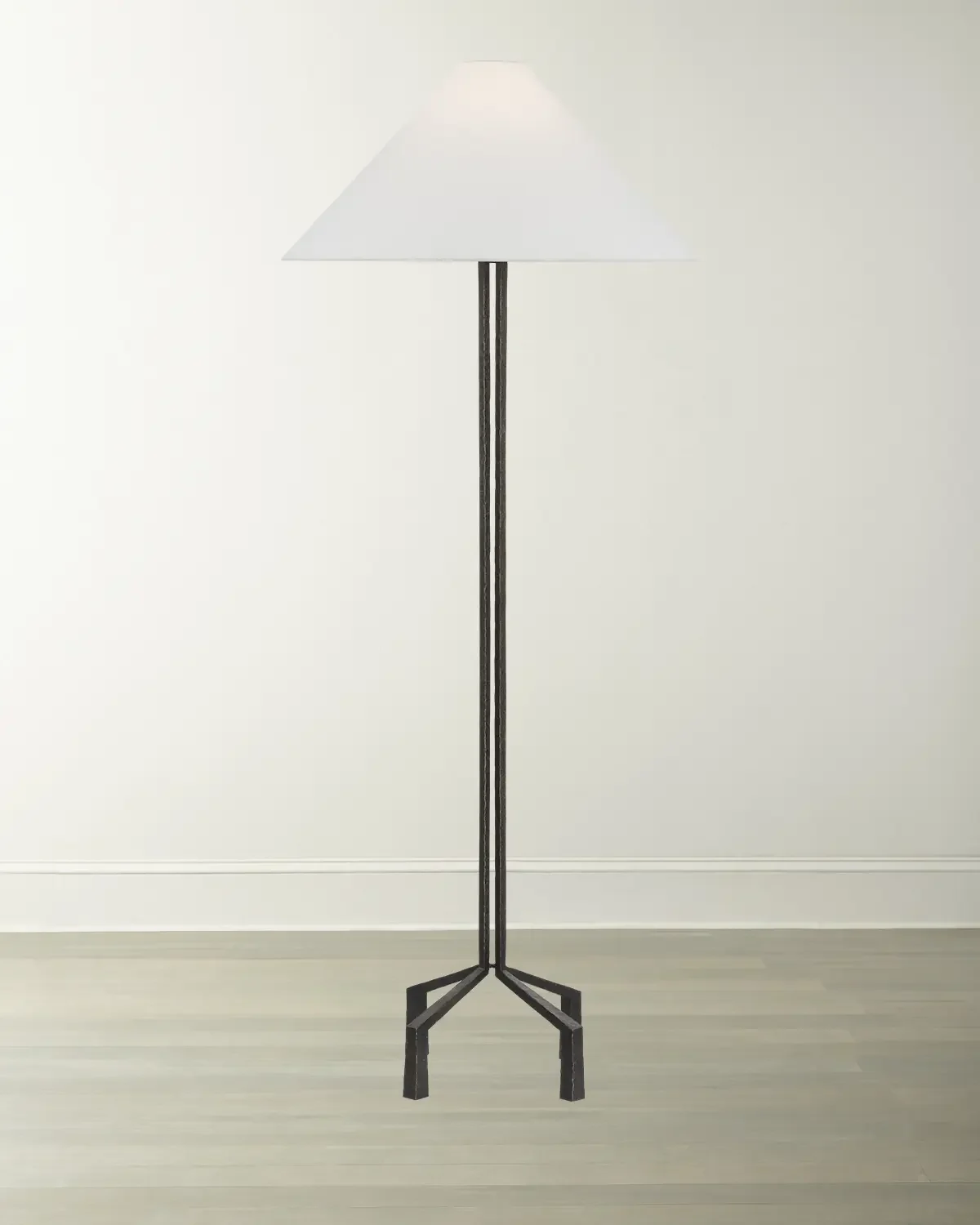 Visual Comfort Signature Clifford Forged Floor Lamp With Linen Shade by Marie Flanigan