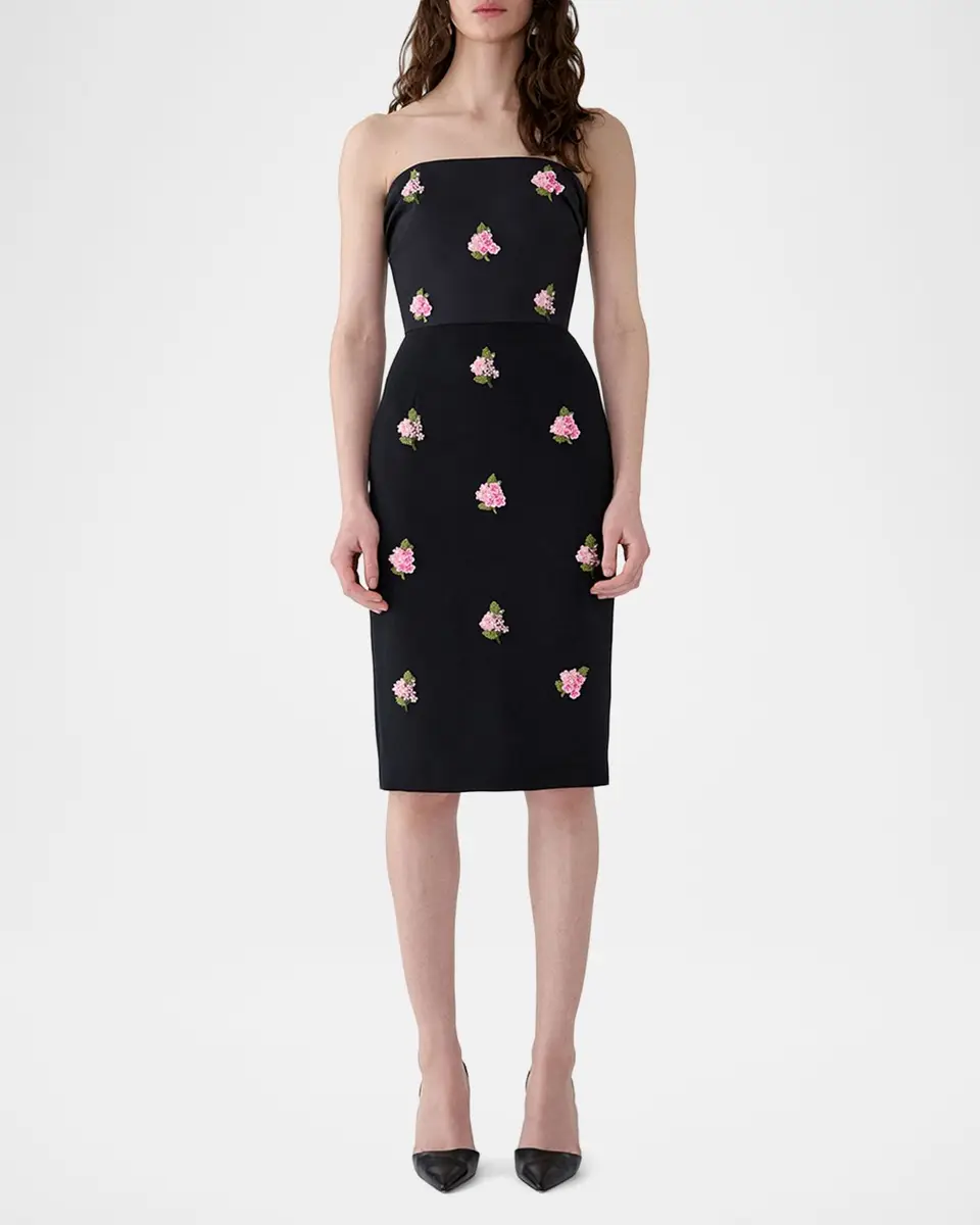 Carolina Herrera Strapless Floral Embroidered Sheath Dress | Thumbnail 2