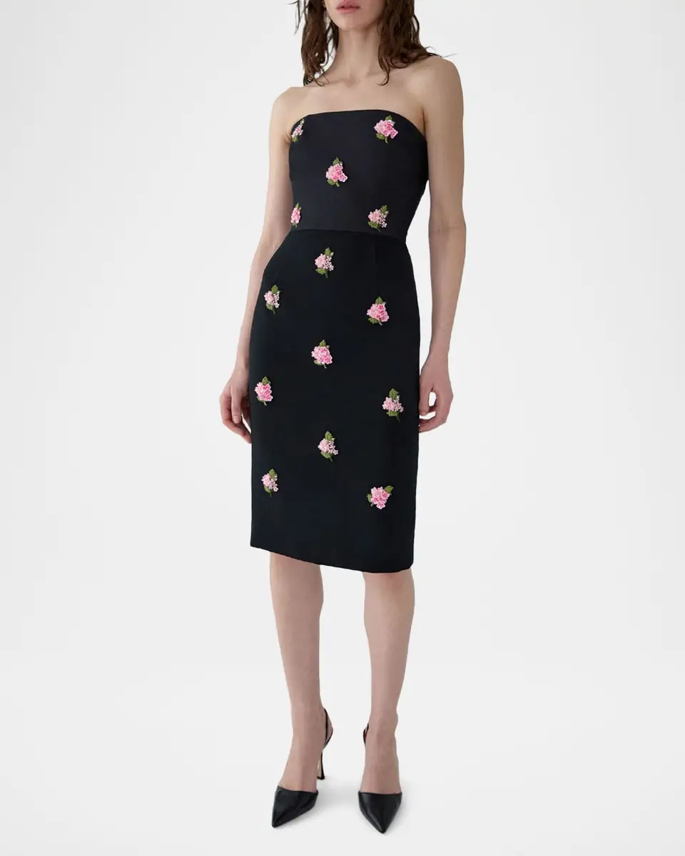 Carolina Herrera Strapless Floral Embroidered Sheath Dress | Thumbnail 4