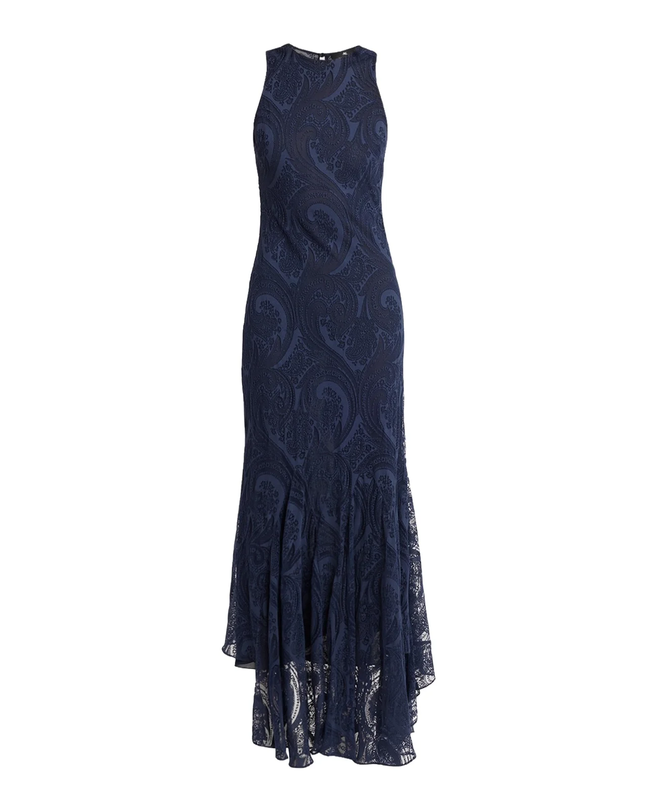 Long Sleeveless Paisley Jacquard Dress
