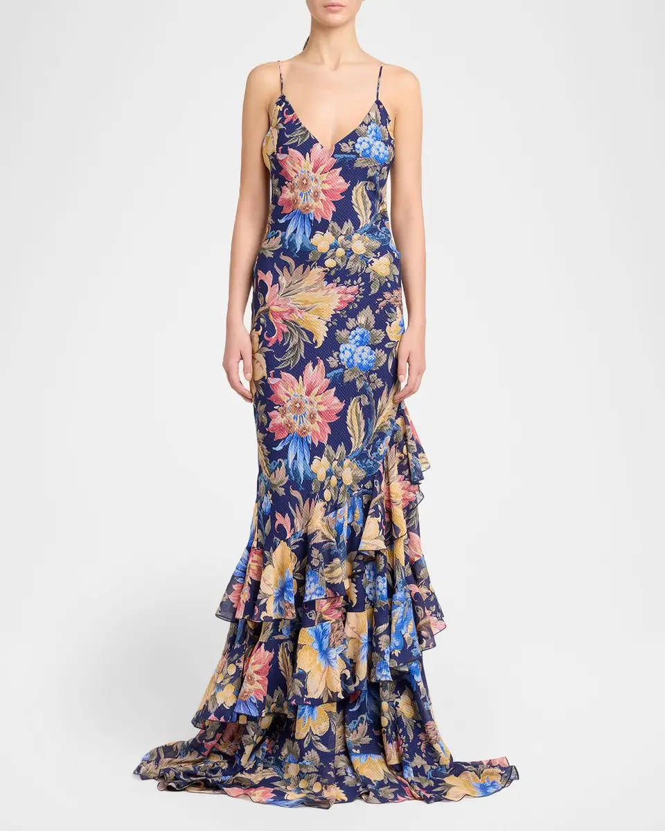 Etro Floral Seersucker Ruffled Maxi Dress | Thumbnail 2 Etro Floral Seersucker Ruffled Maxi Dress | Thumbnail 2