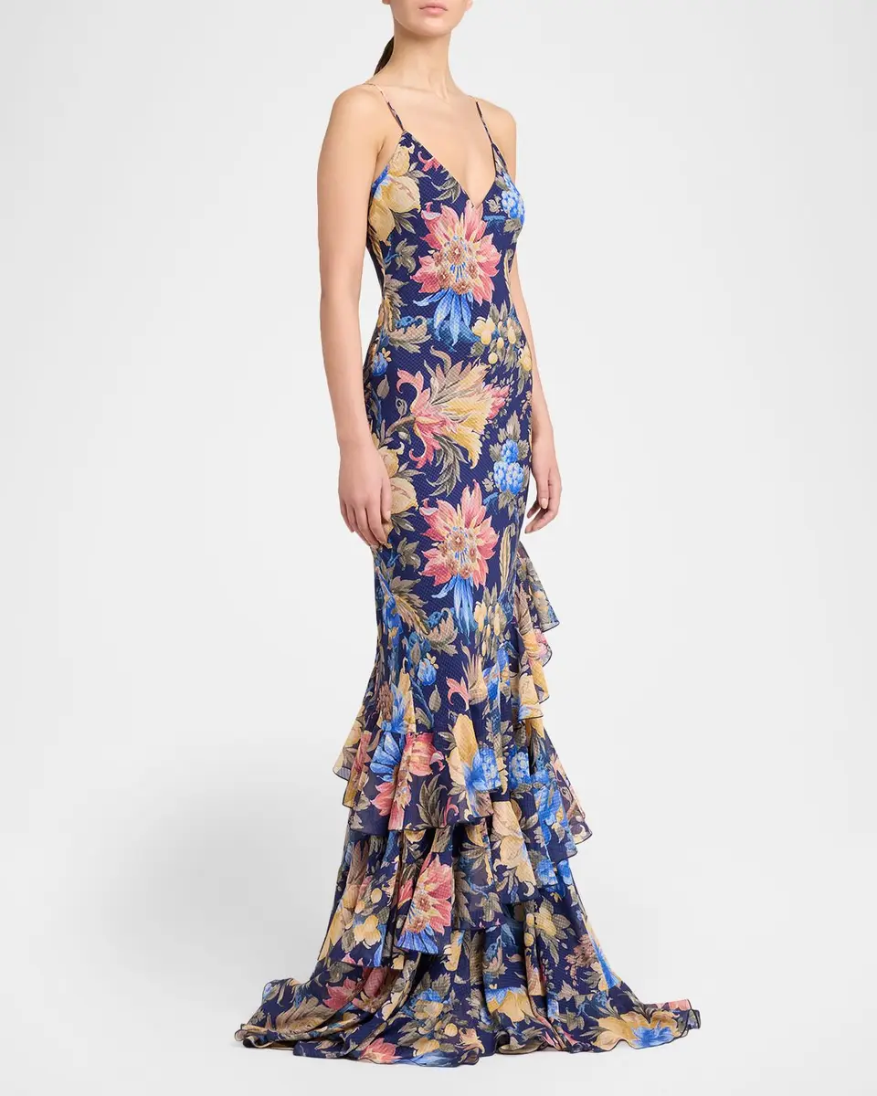 Etro Floral Seersucker Ruffled Maxi Dress | Thumbnail 4 Etro Floral Seersucker Ruffled Maxi Dress | Thumbnail 4