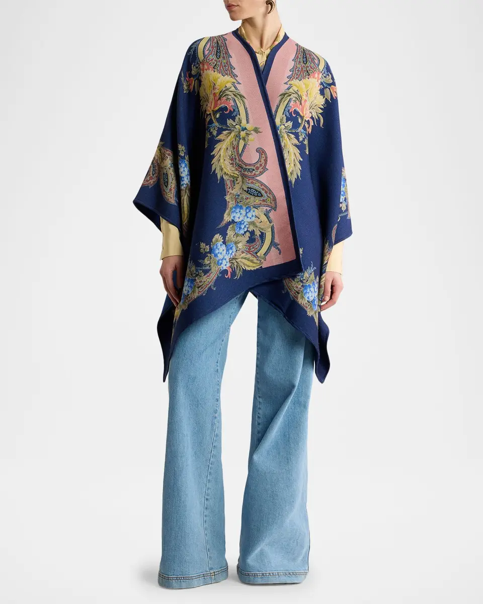 Etro Paisley Wool-Blend Jacquard Cape | Thumbnail 2 Etro Paisley Wool-Blend Jacquard Cape | Thumbnail 2