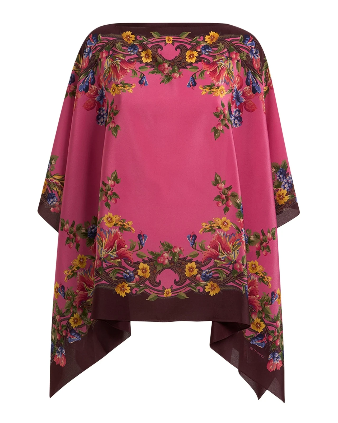 Etro Floral Silk Poncho Top