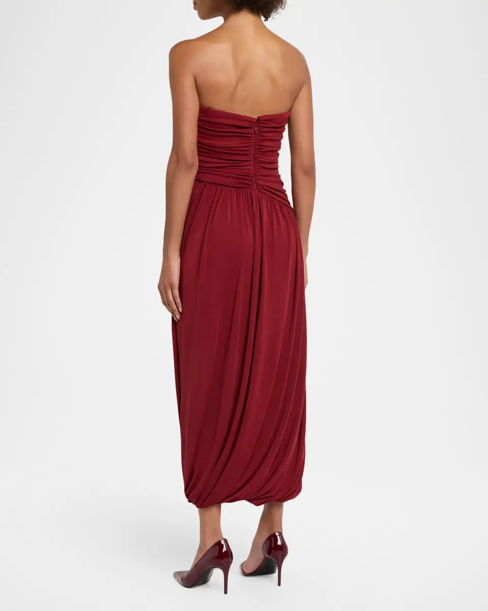 Cinq à Sept Rosine Draped Strapless Midi Dress | Thumbnail 3 Cinq à Sept Rosine Draped Strapless Midi Dress | Thumbnail 3