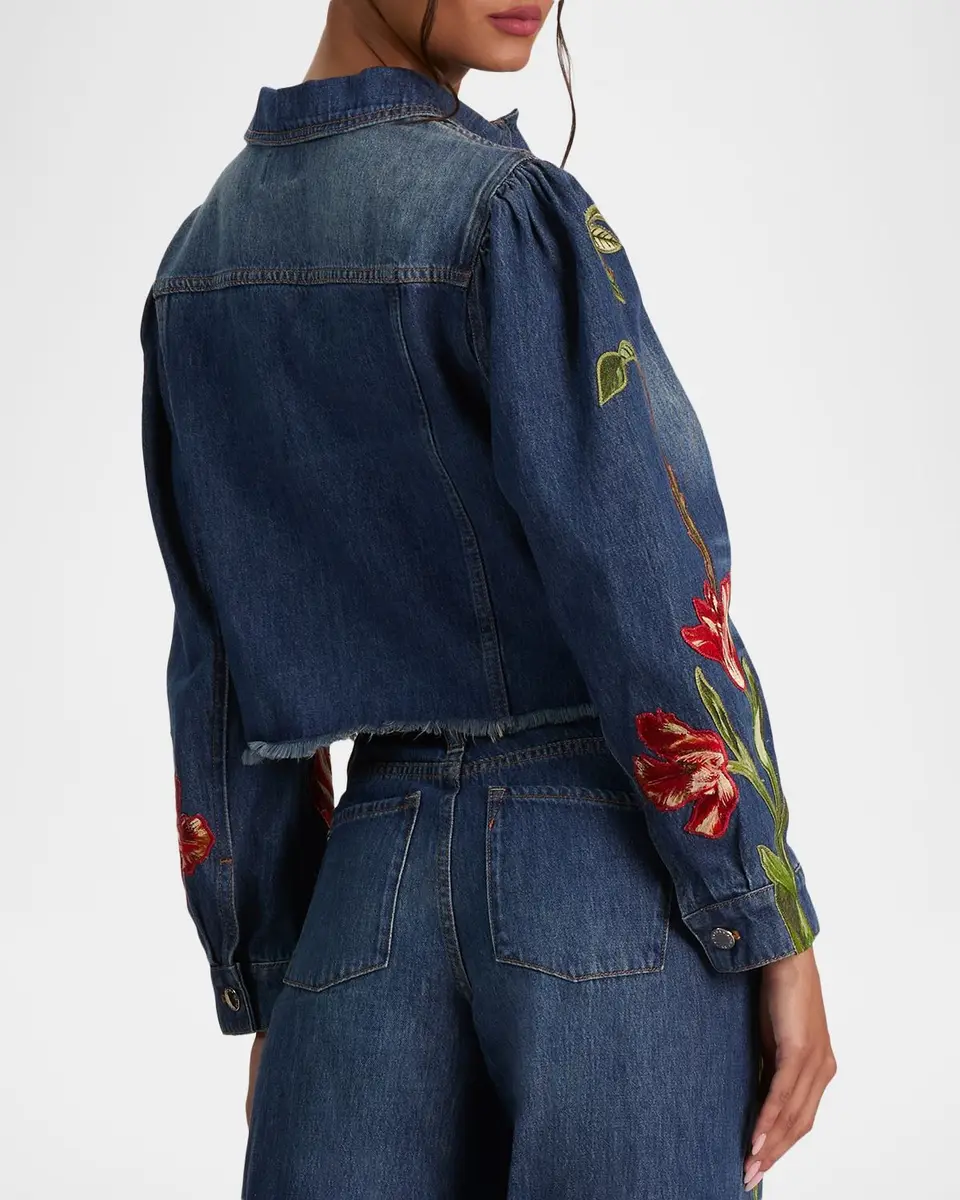 Alice + Olivia Elijah Floral Embroidered Denim Jacket | Thumbnail 3 Alice + Olivia Elijah Floral Embroidered Denim Jacket | Thumbnail 3