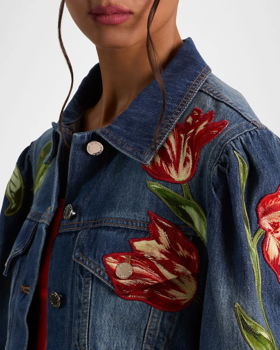Alice + Olivia Elijah Floral Embroidered Denim Jacket | Thumbnail 5 Alice + Olivia Elijah Floral Embroidered Denim Jacket | Thumbnail 5