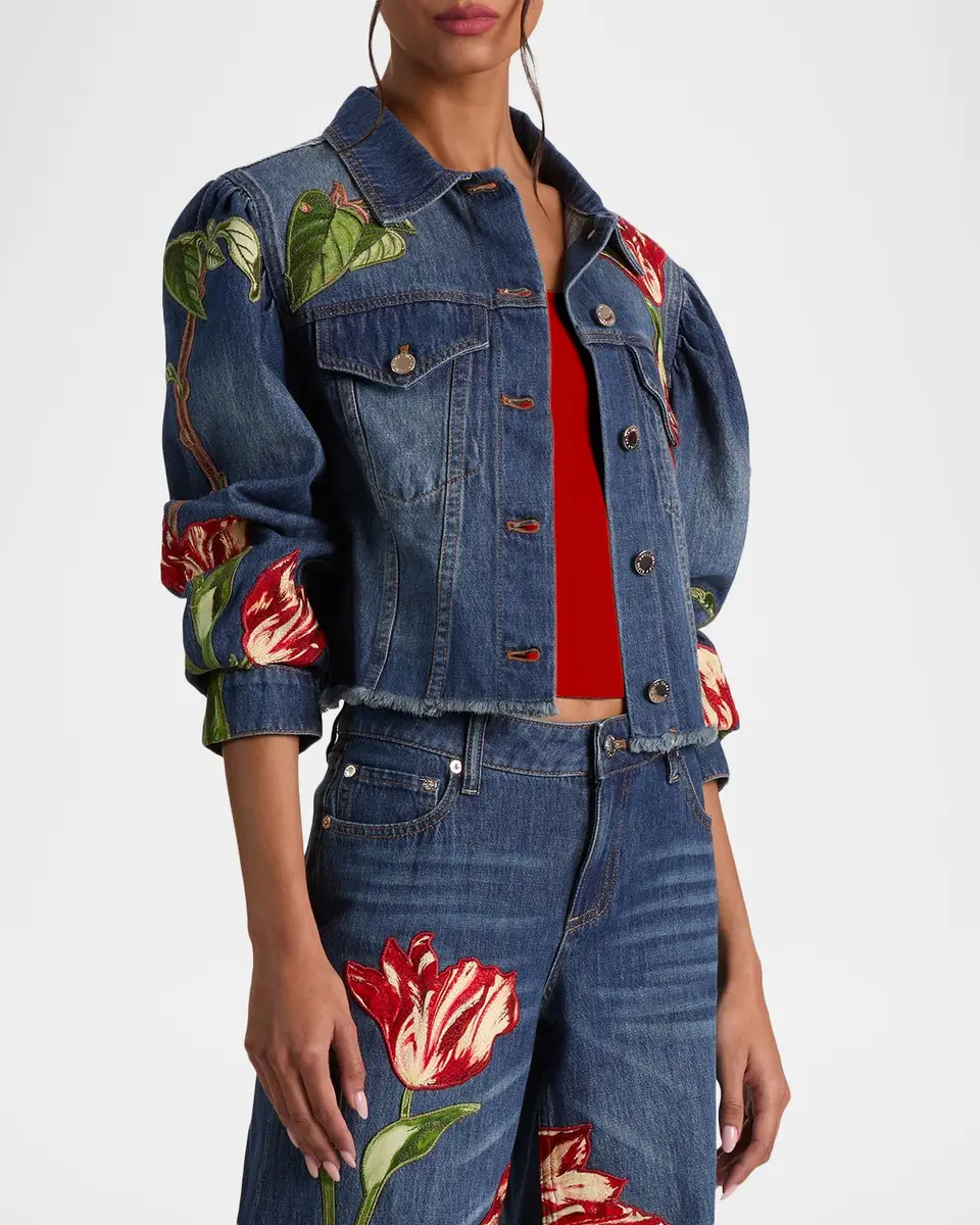 Alice + Olivia Elijah Floral Embroidered Denim Jacket | Thumbnail 6 Alice + Olivia Elijah Floral Embroidered Denim Jacket | Thumbnail 6