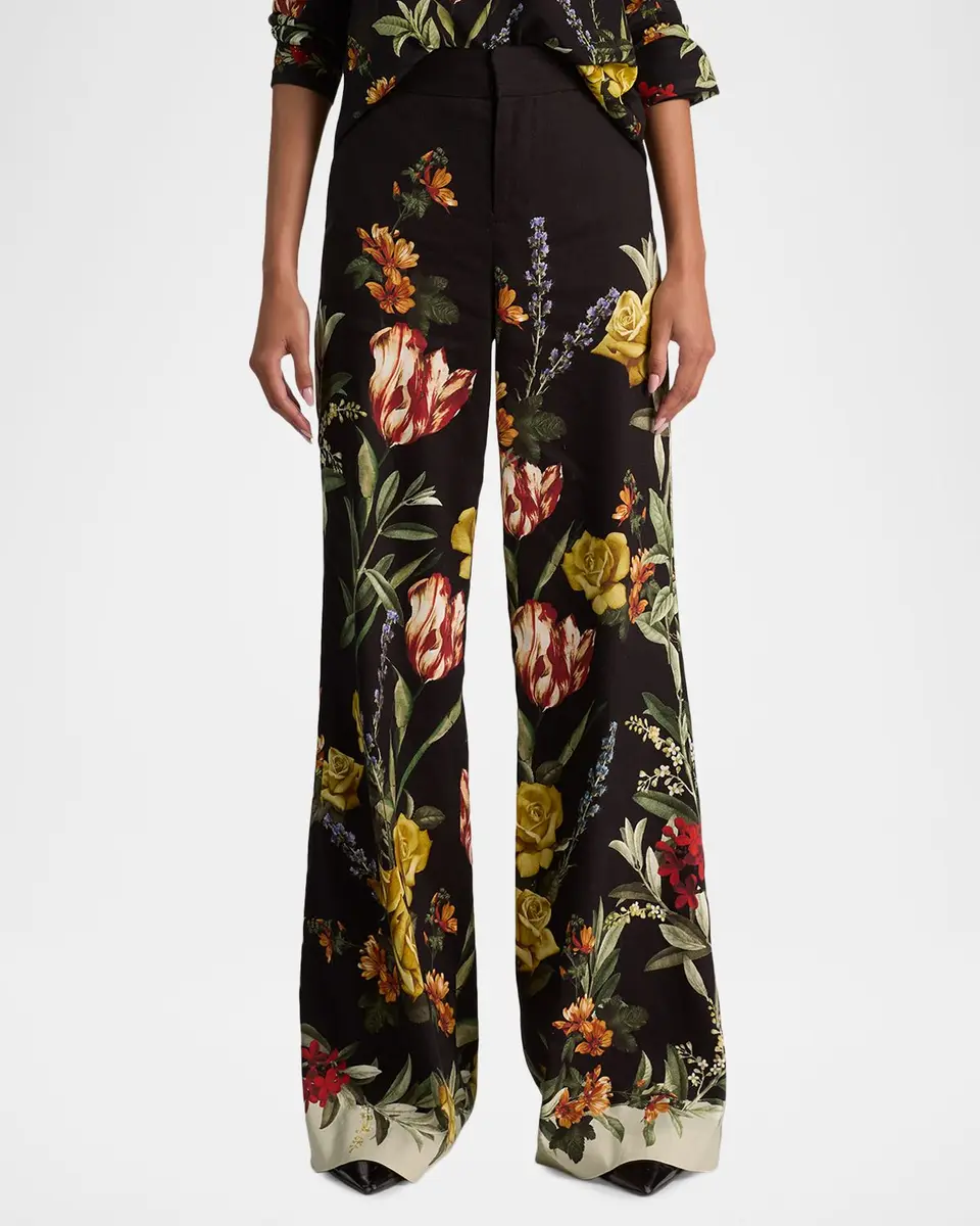 Alice + Olivia Dylan Floral Wide-Leg Pants | Thumbnail 4 Alice + Olivia Dylan Floral Wide-Leg Pants | Thumbnail 4
