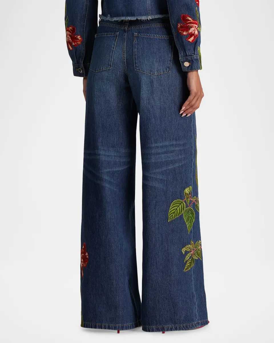 Alice + Olivia Amazing Low-Rise Embroidered Jeans | Thumbnail 3