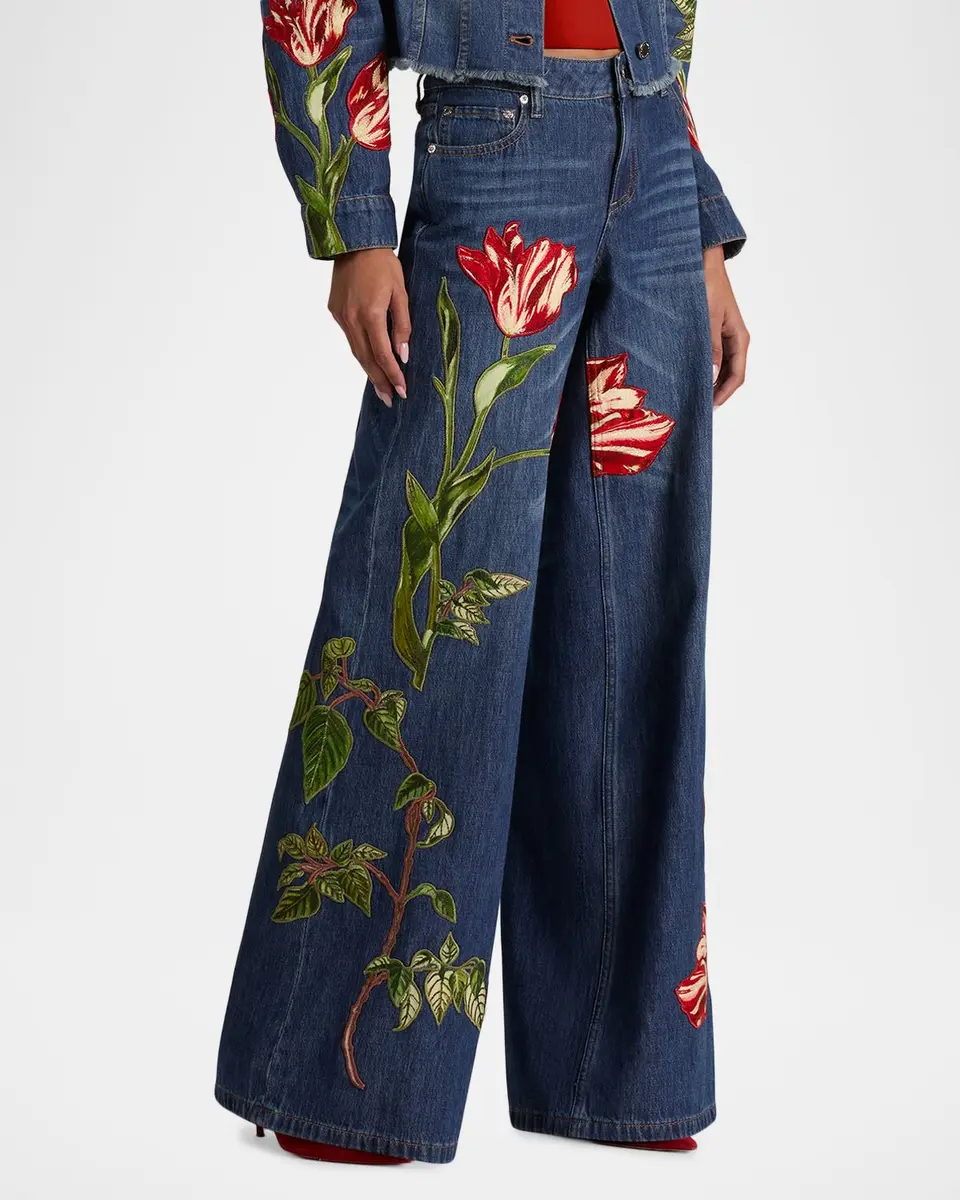 Alice + Olivia Amazing Low-Rise Embroidered Jeans | Thumbnail 6