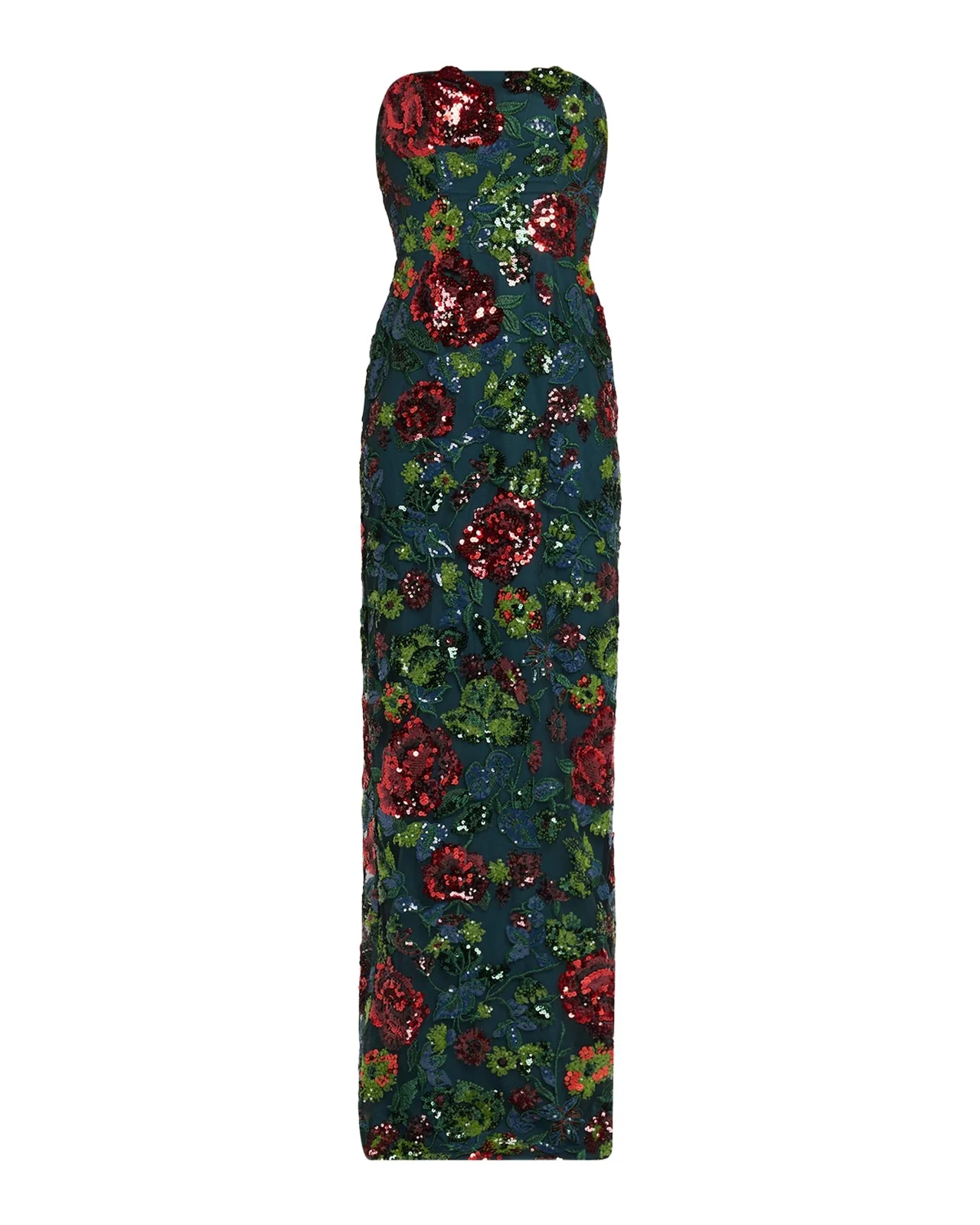 Rene Ruiz Collection Strapless Floral Sequin Gown