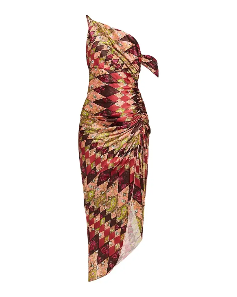 Cinq à Sept Elliana Draped Silk Midi Dress | Image 1 Cinq à Sept Elliana Draped Silk Midi Dress | Image 1
