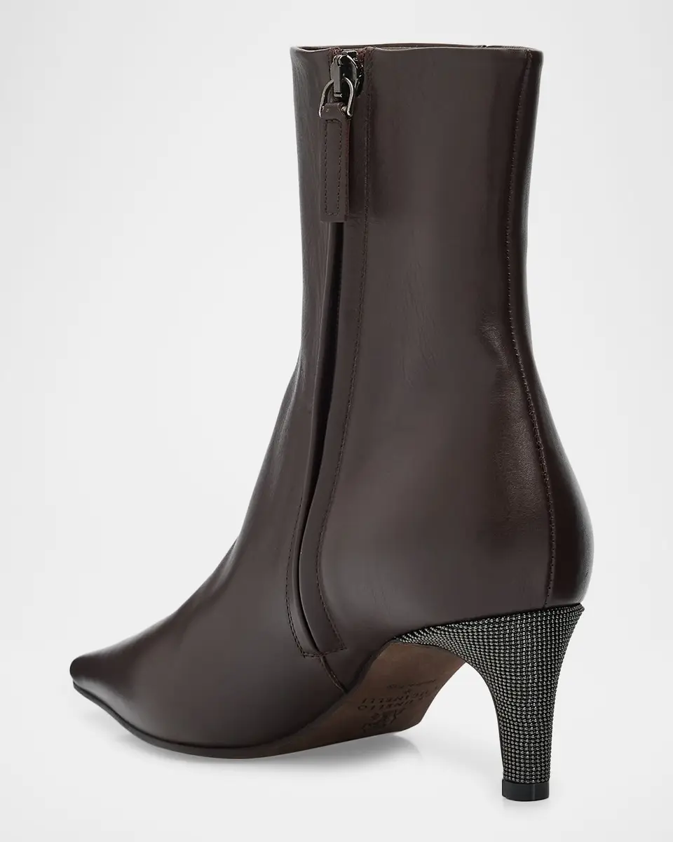 Brunello Cucinelli 55mm Monili Heel Leather Ankle Booties | Thumbnail 2 Brunello Cucinelli 55mm Monili Heel Leather Ankle Booties | Thumbnail 2