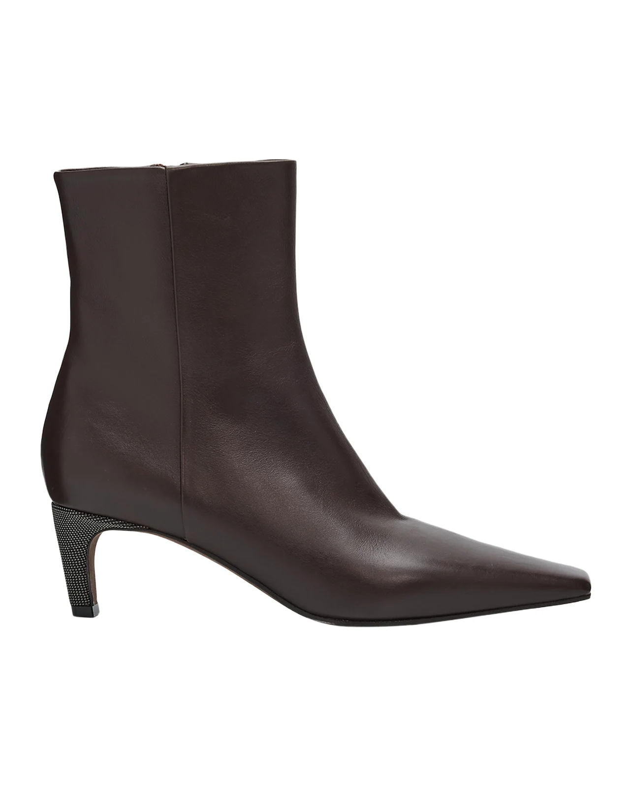 Brunello Cucinelli 55mm Monili Heel Leather Ankle Booties