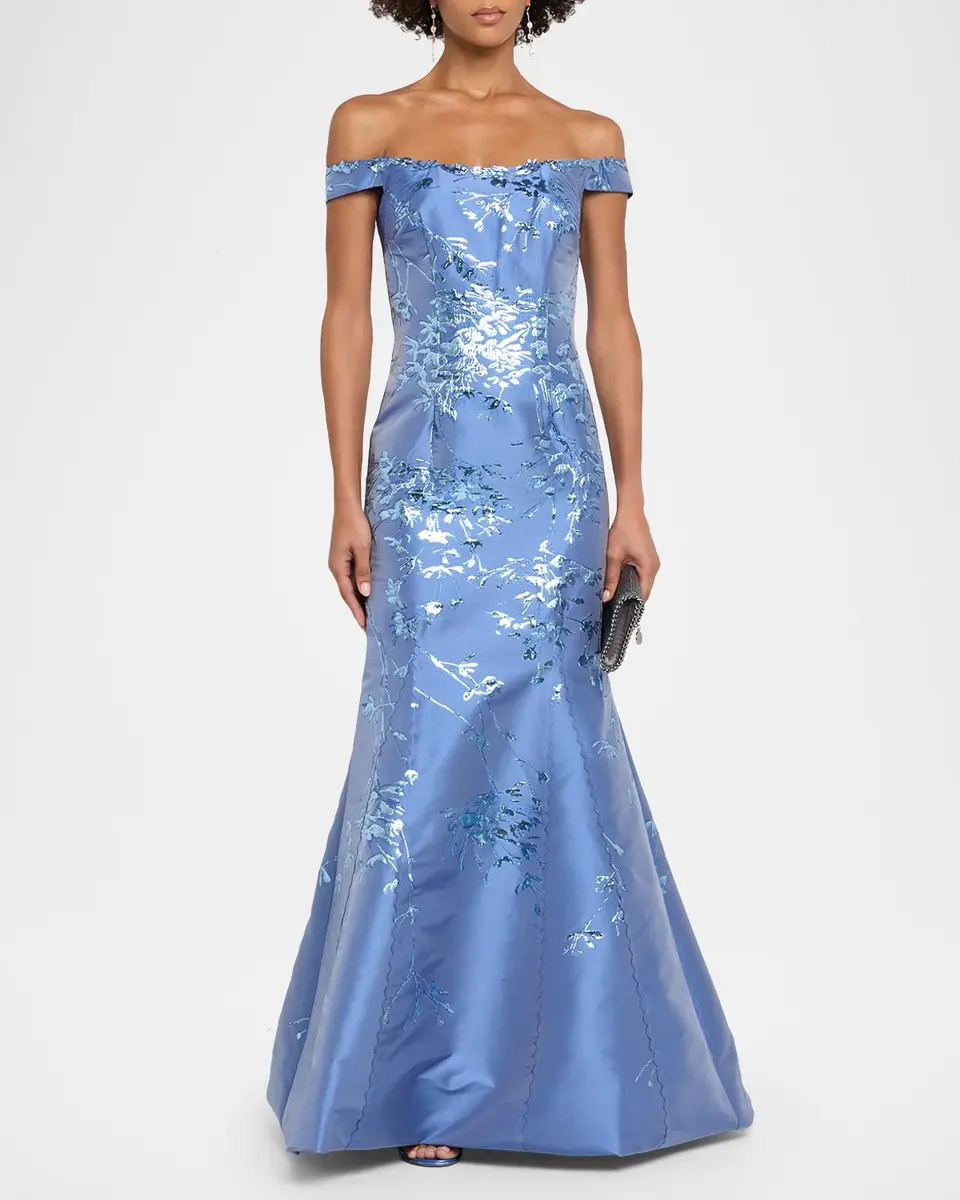 Rene Ruiz Collection Off-the-Shoulder Brocade Fit & Flare Gown | Thumbnail 2 Rene Ruiz Collection Off-the-Shoulder Brocade Fit & Flare Gown | Thumbnail 2