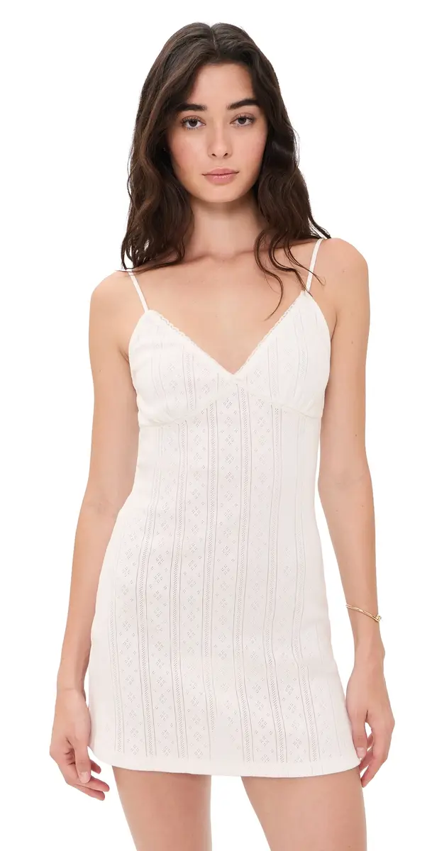 Good American The Pointelle Mini Dress White001 | Image 1 Good American The Pointelle Mini Dress White001 | Image 1
