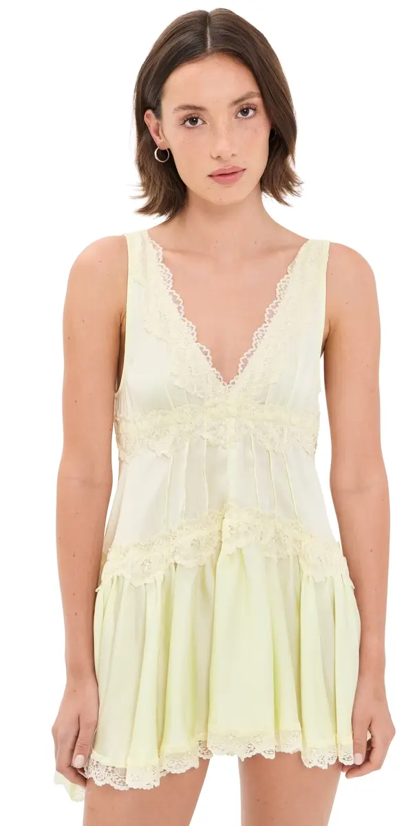Free People In This Groove Mini Slip Dress Lemon Ice S | Image 1 Free People In This Groove Mini Slip Dress Lemon Ice S | Image 1