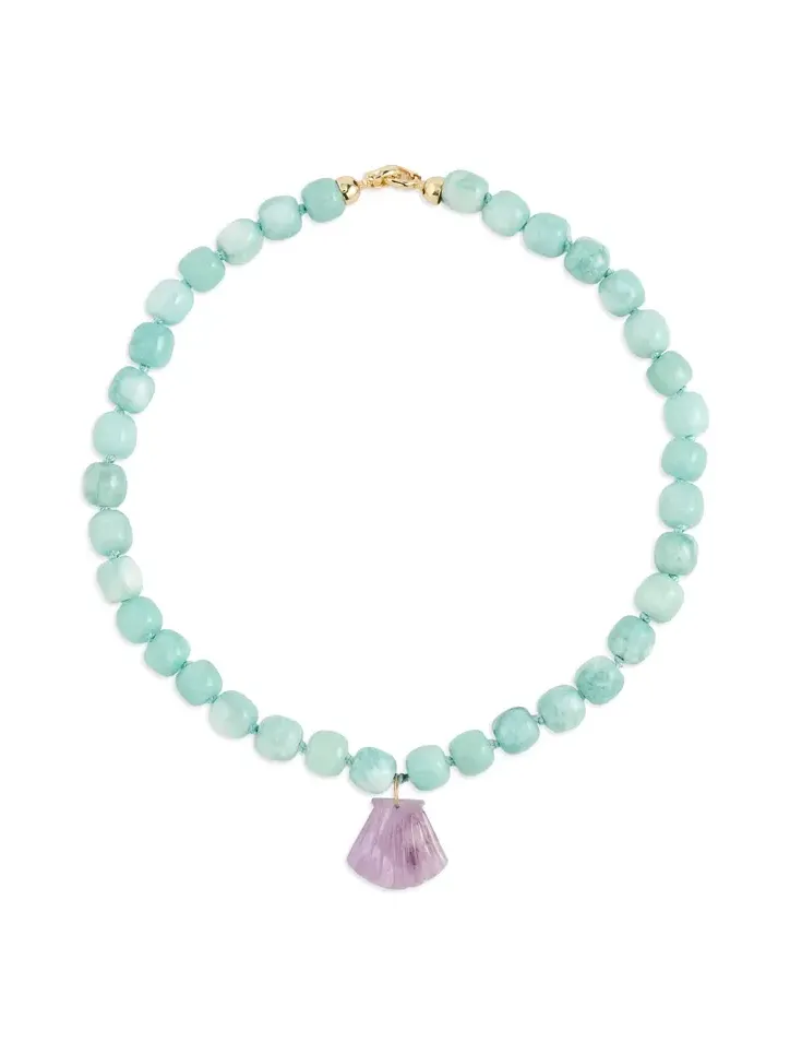 Jade Scallop Gemstone Pendant Necklace Jade Scallop Gemstone Pendant Necklace