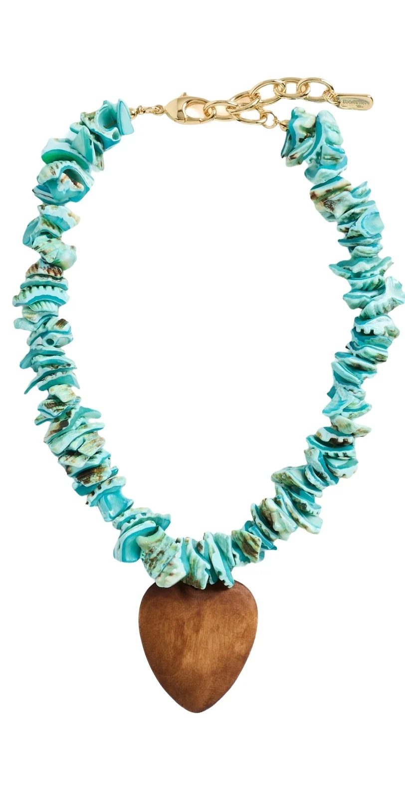 Logan Tay Blue Beaded Wooden Heart Necklace