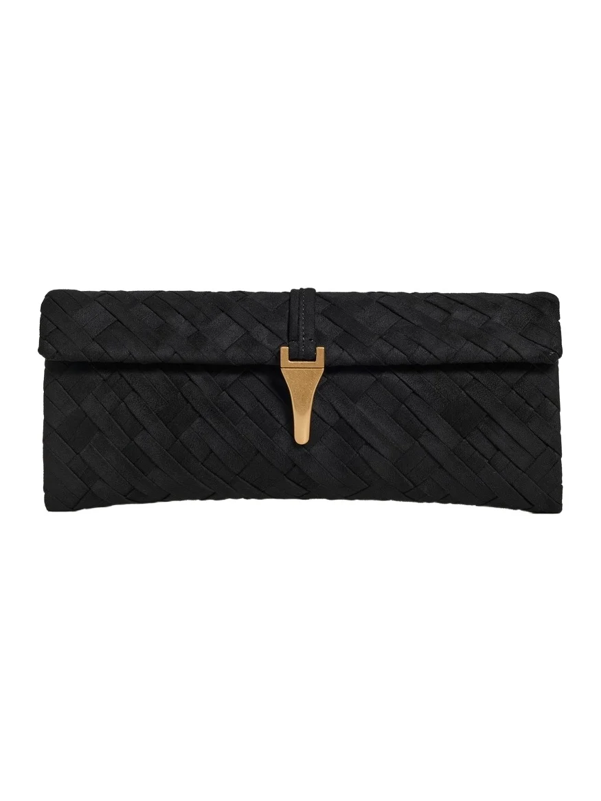 Zaria Faux Suede Woven Clutch Zaria Faux Suede Woven Clutch