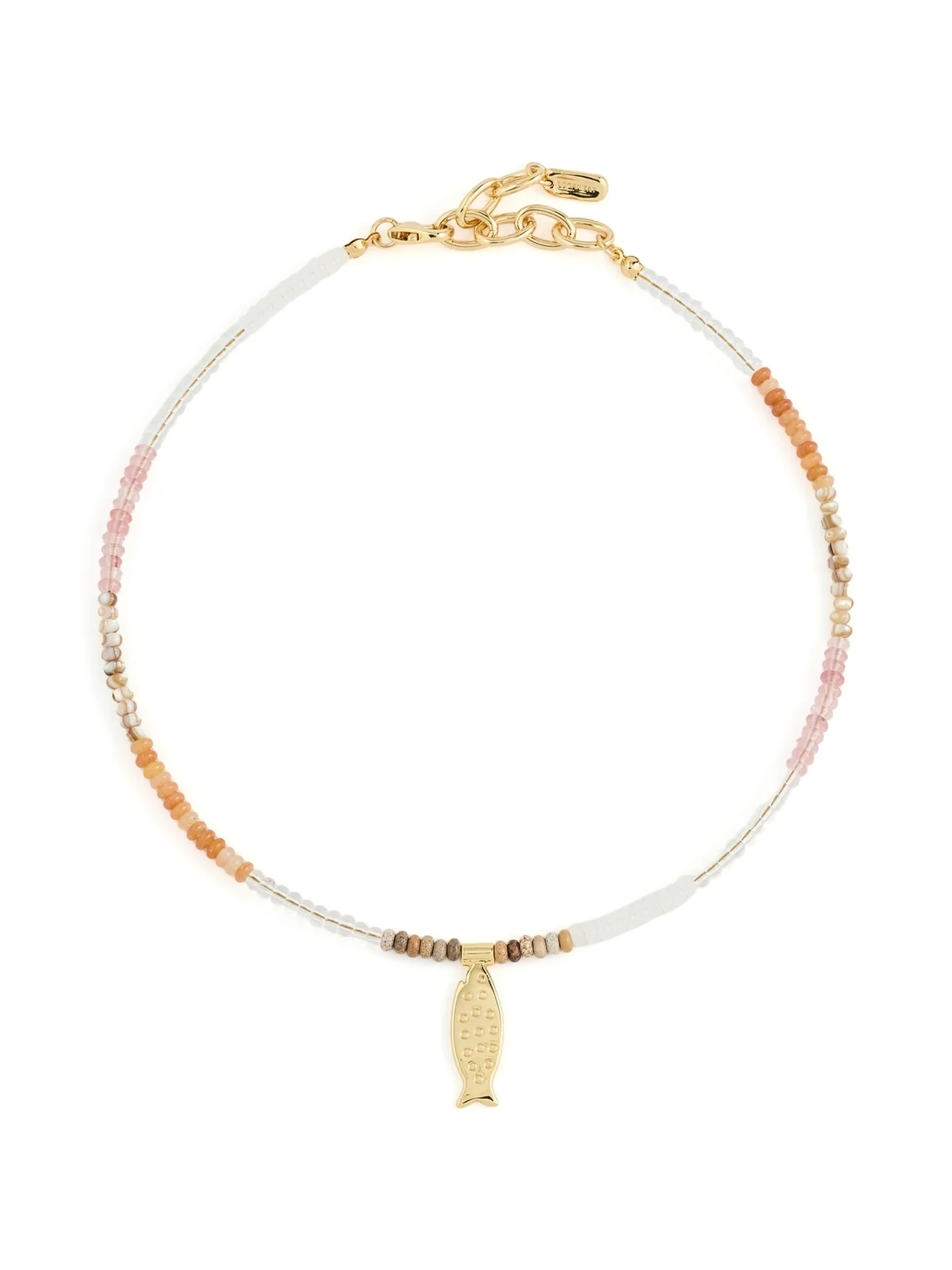 Pink Beaded Gold Fish Necklace Pink Beaded Gold Fish Necklace