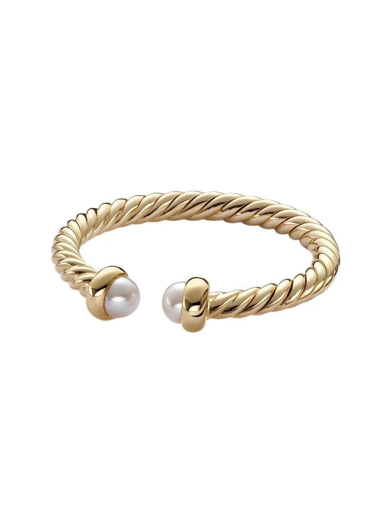 David Yurman Cablespira Flex Micro 18kt gold ring with pearls
