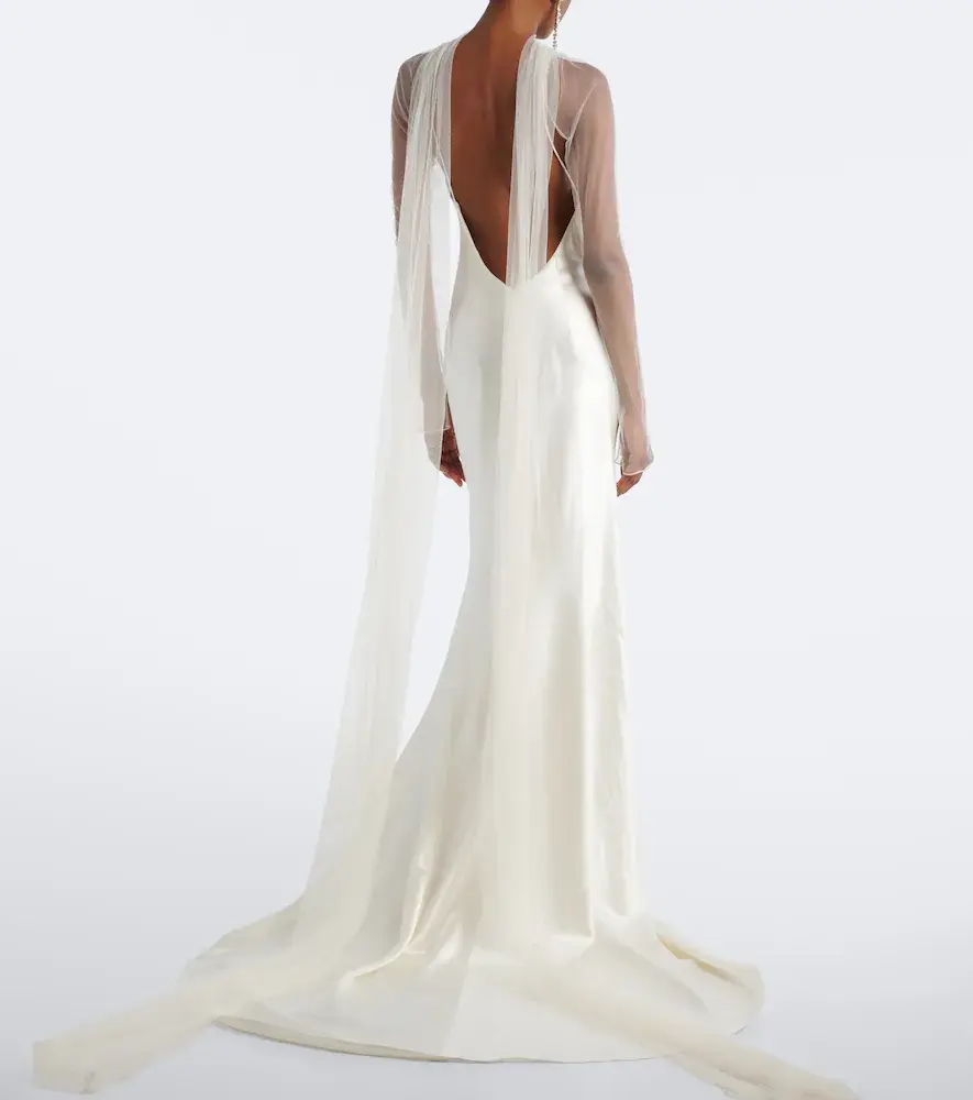 Danielle Frankel Bridal Mari caped wool and silk gown | Thumbnail 4 Danielle Frankel Bridal Mari caped wool and silk gown | Thumbnail 4