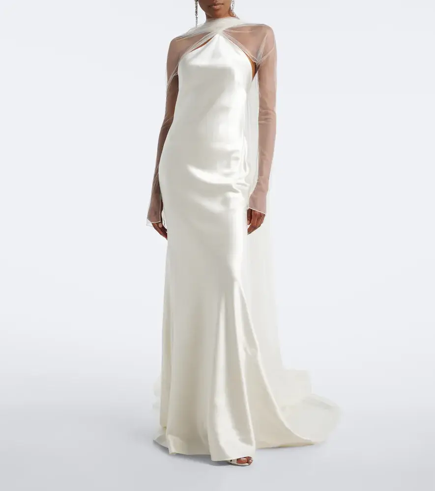 Danielle Frankel Bridal Mari caped wool and silk gown | Thumbnail 7 Danielle Frankel Bridal Mari caped wool and silk gown | Thumbnail 7