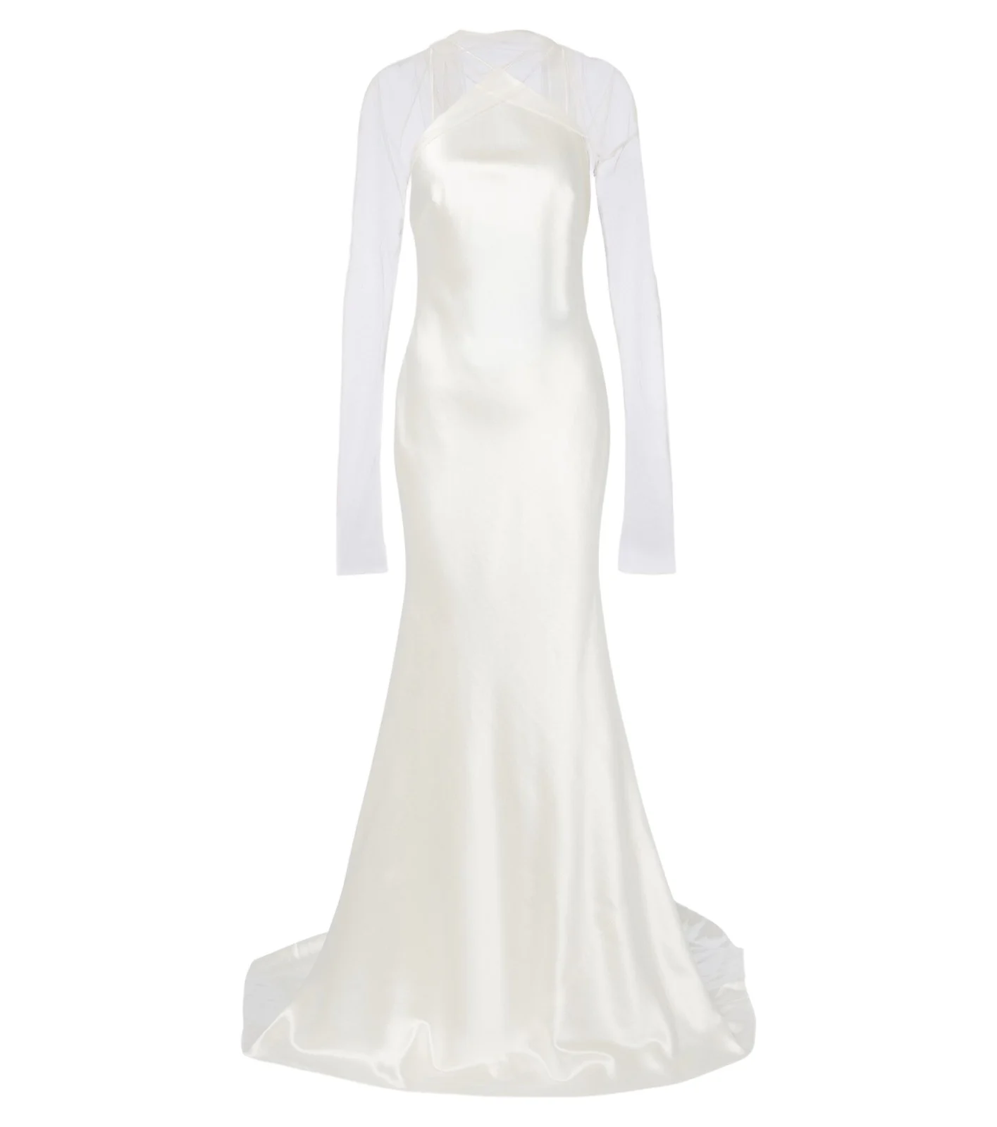 Bridal Mari caped wool and silk gown