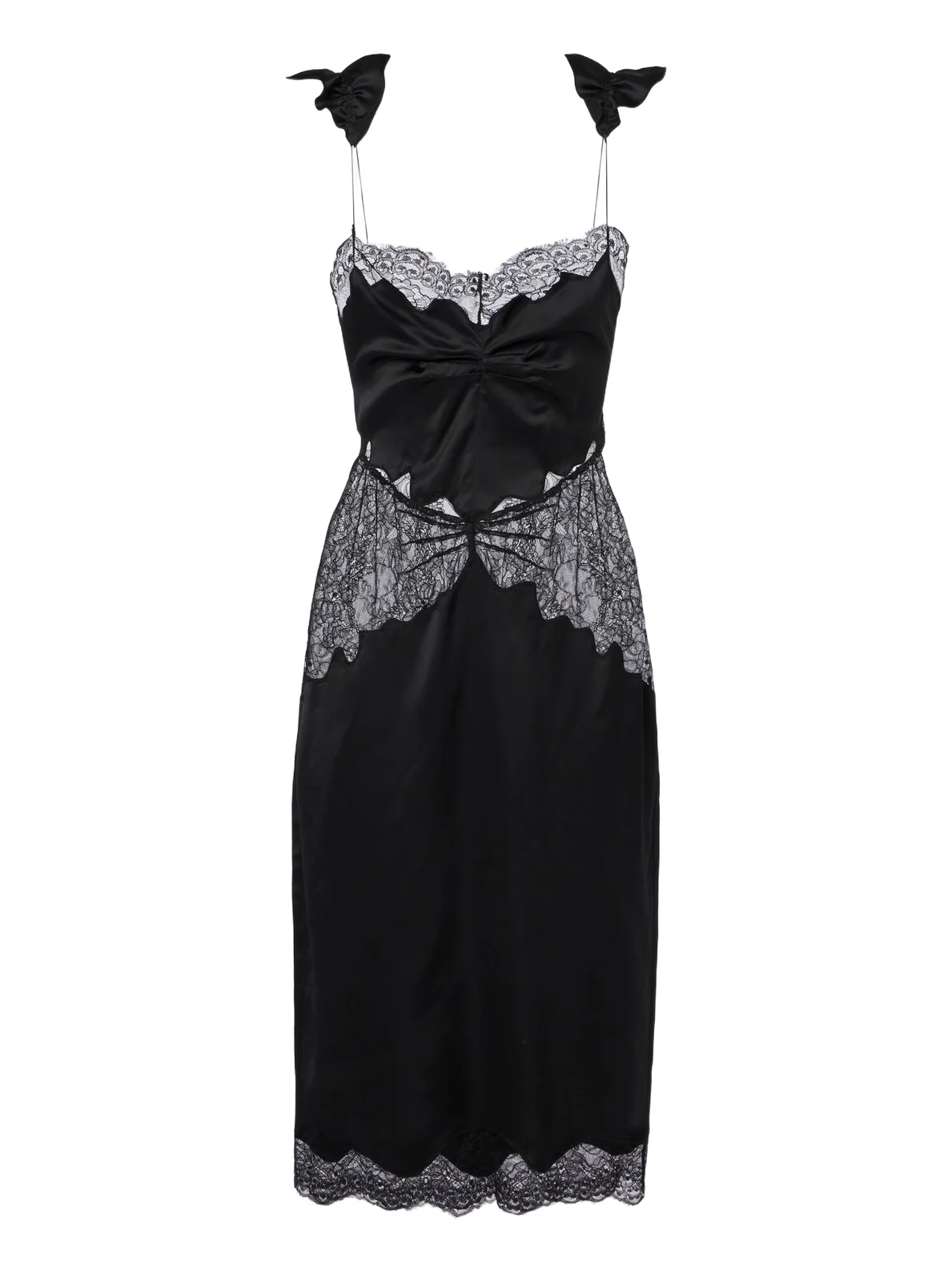 Lace-trimmed satin midi dress Lace-trimmed satin midi dress