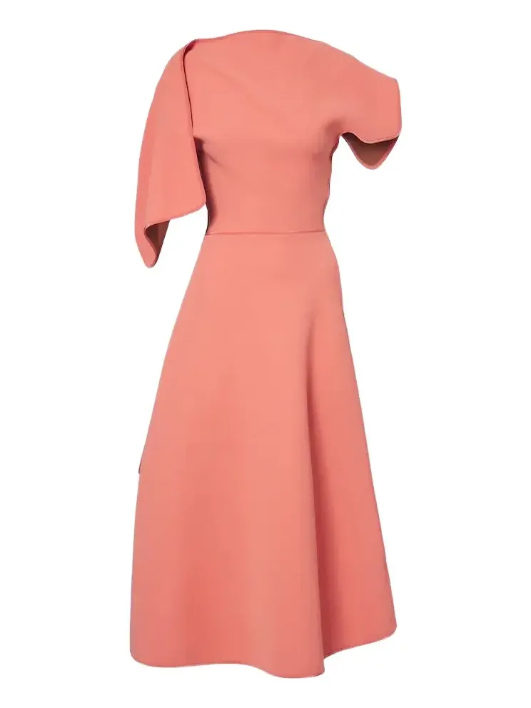 Diadem draped asymmetric midi dress