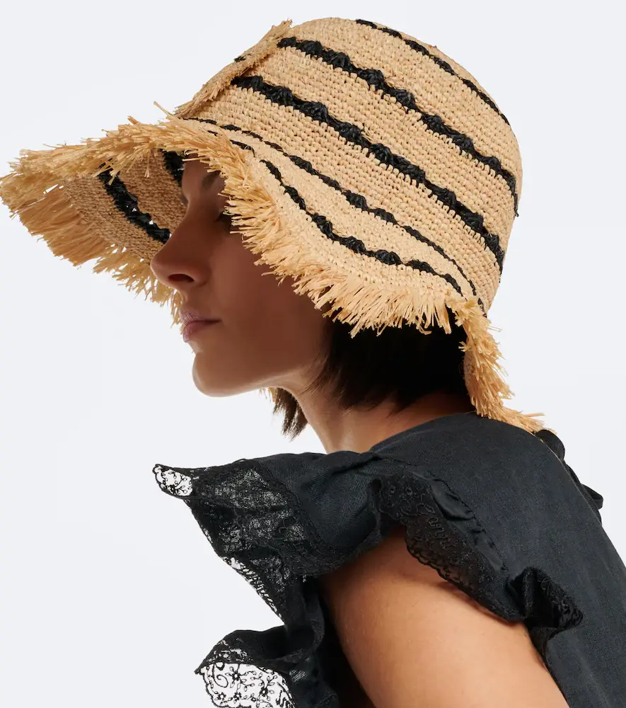 Ganni Striped raffia bucket hat | Thumbnail 5