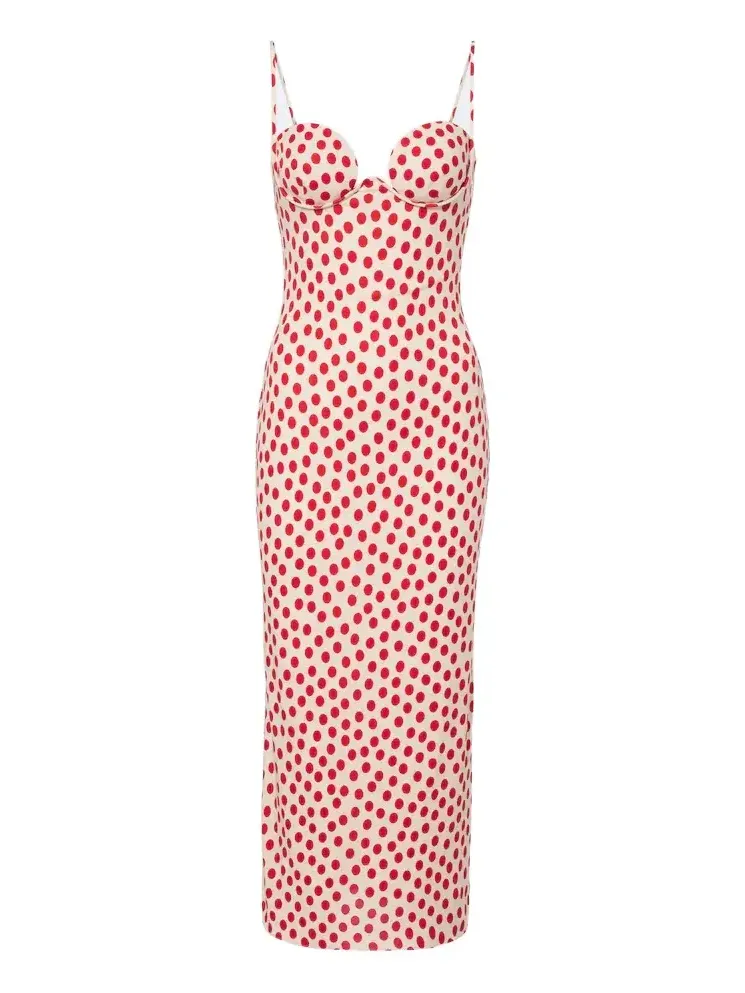 Alaïa Polka-dot jersey midi dress Alaïa Polka-dot jersey midi dress