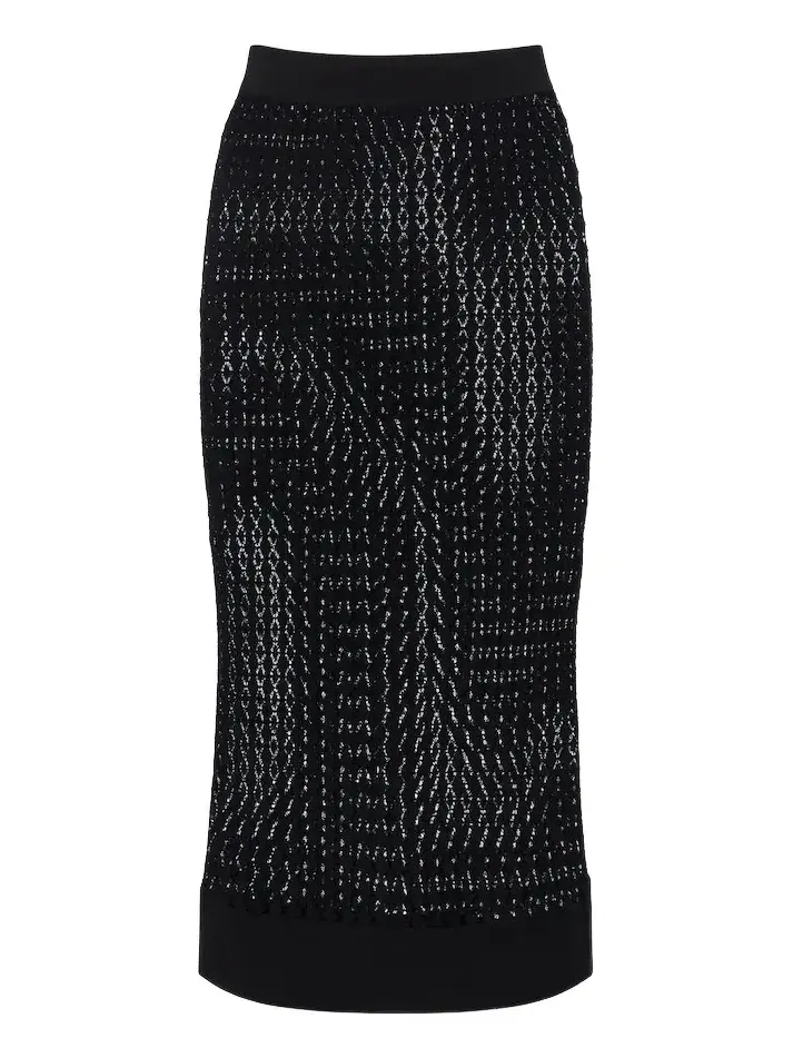 Pointelle pencil skirt