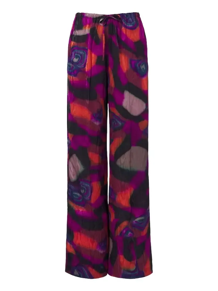 Dries Van Noten Printed moiré wide-leg pants