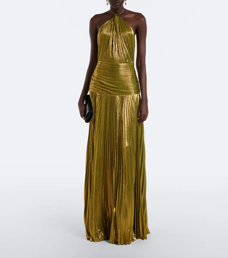 Retrofête Retrofête Thalia plissé halterneck gown | Thumbnail 2 Retrofête Retrofête Thalia plissé halterneck gown | Thumbnail 2