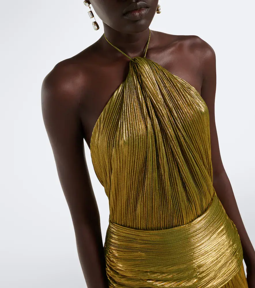 Retrofête Retrofête Thalia plissé halterneck gown | Thumbnail 3 Retrofête Retrofête Thalia plissé halterneck gown | Thumbnail 3