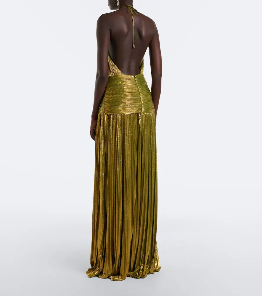 Retrofête Retrofête Thalia plissé halterneck gown | Thumbnail 4 Retrofête Retrofête Thalia plissé halterneck gown | Thumbnail 4
