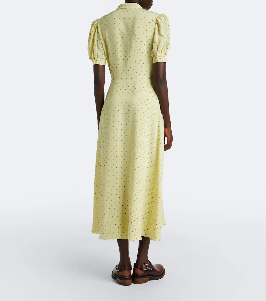 Miu Miu Polka-dot tie-neck silk midi dress | Thumbnail 5 Miu Miu Polka-dot tie-neck silk midi dress | Thumbnail 5