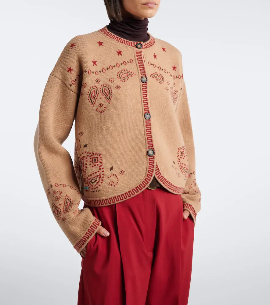Alanui Bandana Jacquard wool and cashmere cardigan | Thumbnail 3