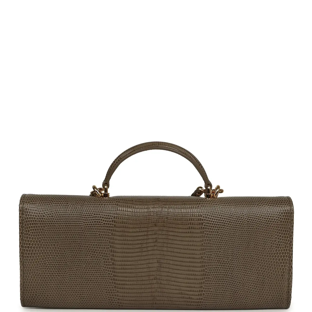 Chanel Chanel Long Top Handle Clutch with Chain Dark Khaki Lizard Embossed Calfskin Gold Hardware | Thumbnail 4