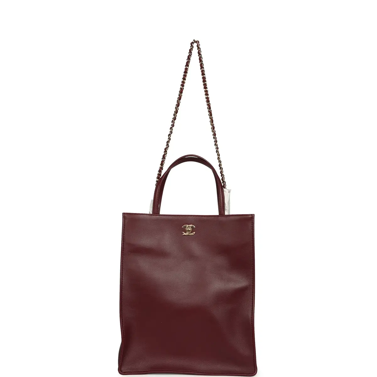 Chanel Chanel Small "Grocery Bag" with Chain Dark Burgundy Calfskin Gold Hardware | Thumbnail 7 Chanel Chanel Small "Grocery Bag" with Chain Dark Burgundy Calfskin Gold Hardware | Thumbnail 7