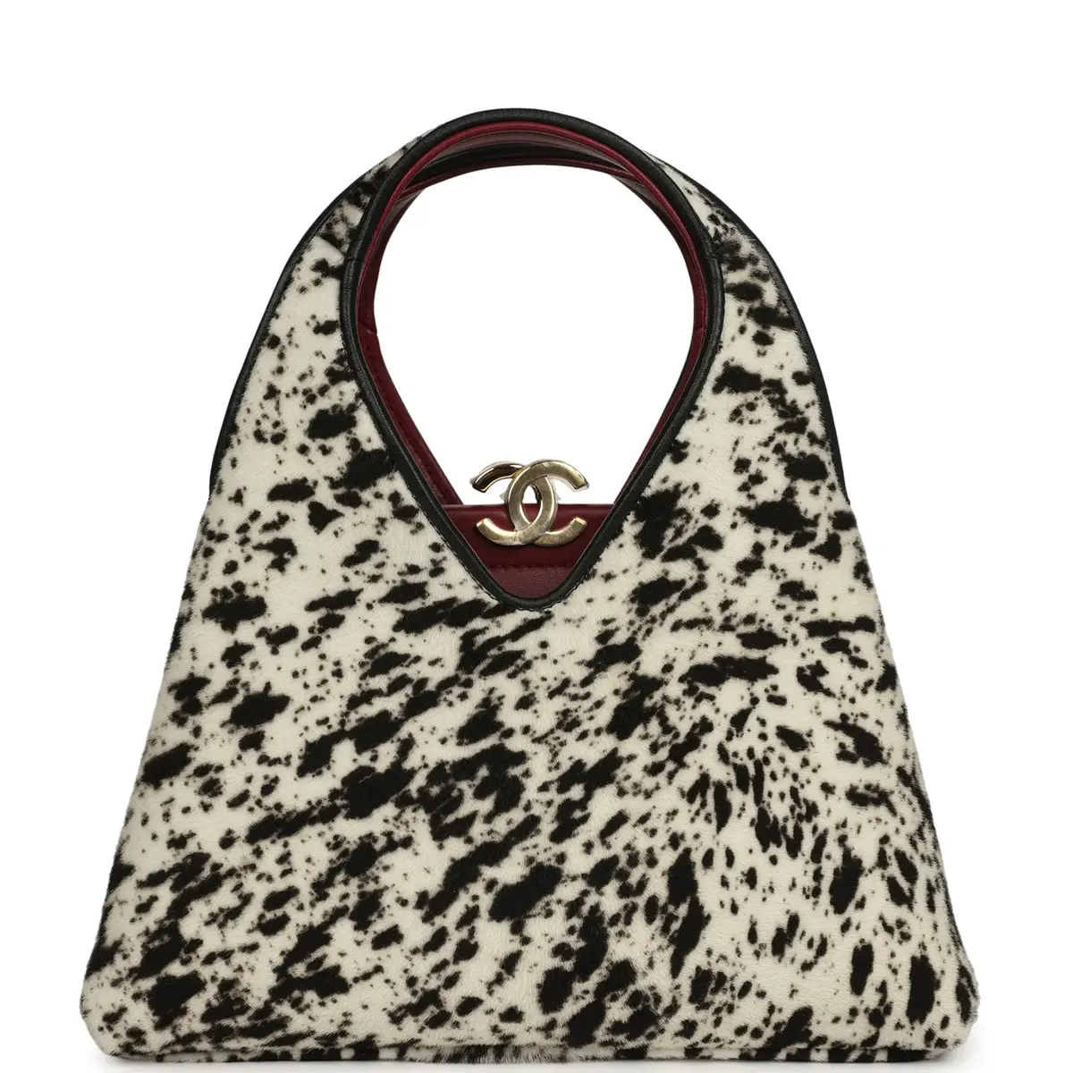 Chanel Chanel Small Chic Lady "Dalmatian Print" Shopping Bag Black, White Pony Hair Gold Hardware | Image 1 Chanel Chanel Small Chic Lady "Dalmatian Print" Shopping Bag Black, White Pony Hair Gold Hardware | Image 1