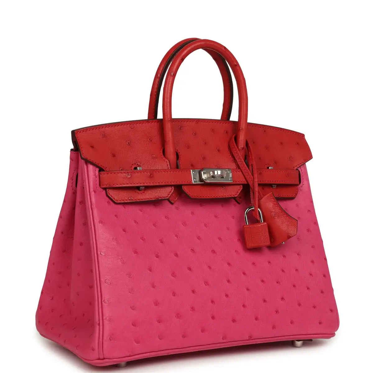 HERMÈS Hermes Birkin 25 Rose Tyrien, Rouge Vif Ostrich Touch Palladium Hardware | Thumbnail 2 HERMÈS Hermes Birkin 25 Rose Tyrien, Rouge Vif Ostrich Touch Palladium Hardware | Thumbnail 2