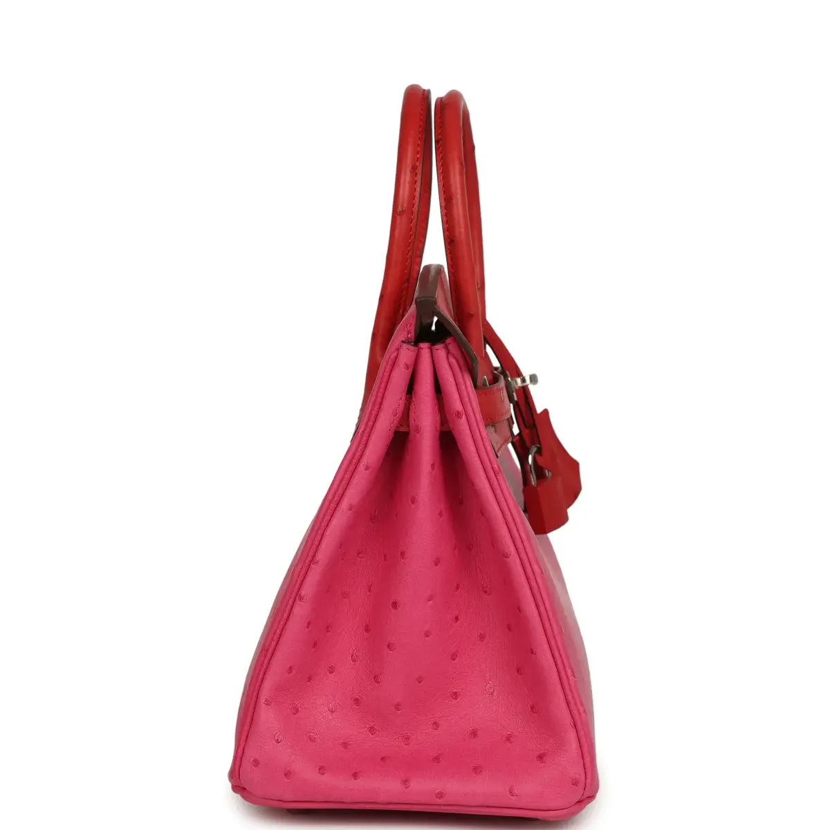 HERMÈS Hermes Birkin 25 Rose Tyrien, Rouge Vif Ostrich Touch Palladium Hardware | Thumbnail 3 HERMÈS Hermes Birkin 25 Rose Tyrien, Rouge Vif Ostrich Touch Palladium Hardware | Thumbnail 3