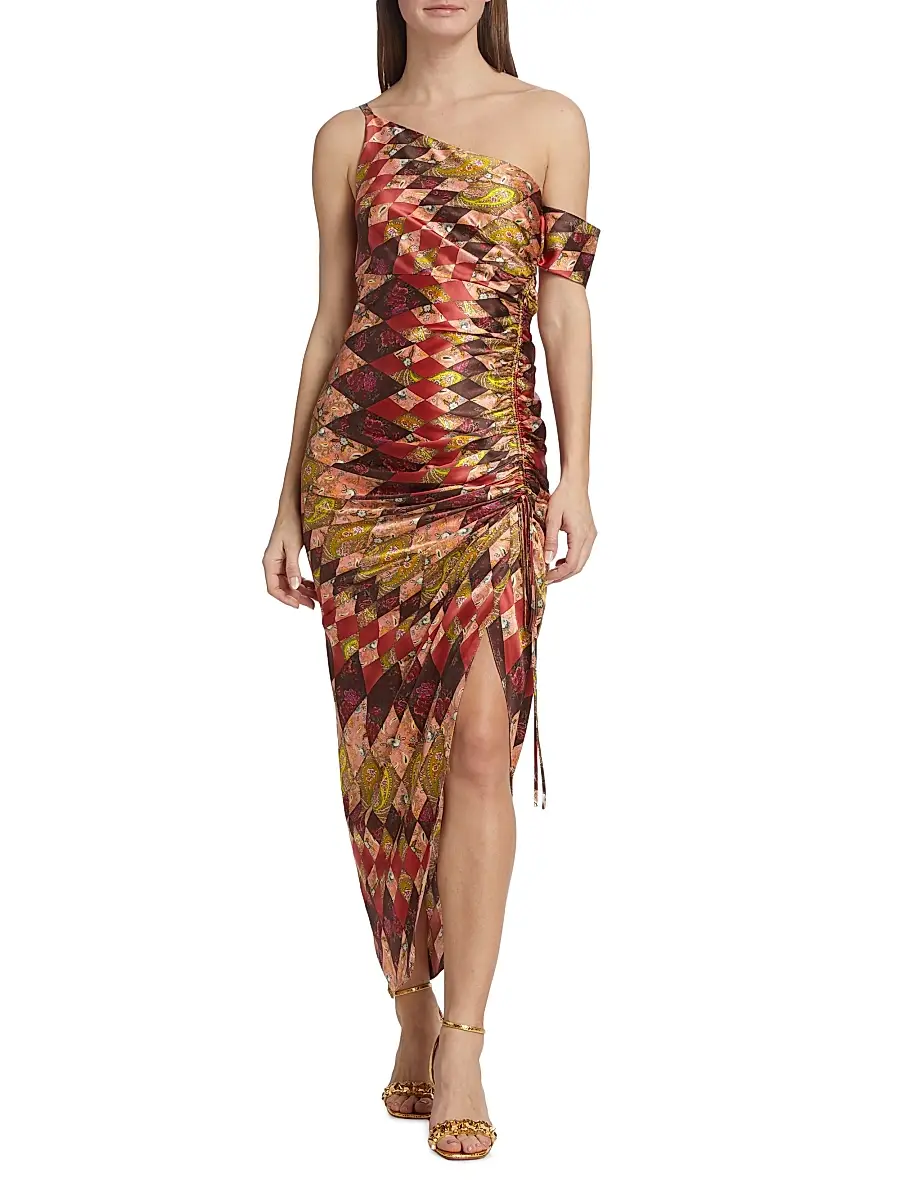 Cinq à Sept Women's Elliana Asymmetric Silk Midi-Dress | Thumbnail 2