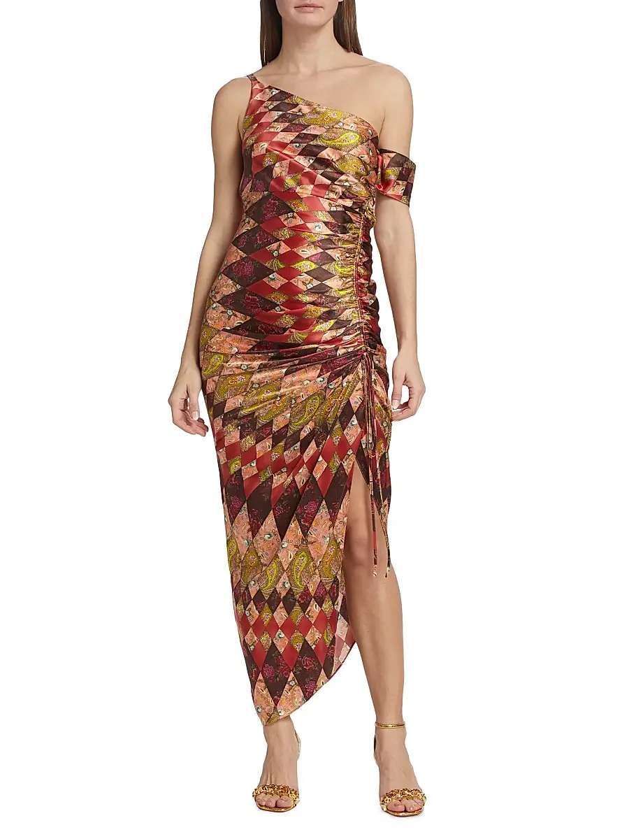 Cinq à Sept Women's Elliana Asymmetric Silk Midi-Dress | Thumbnail 3